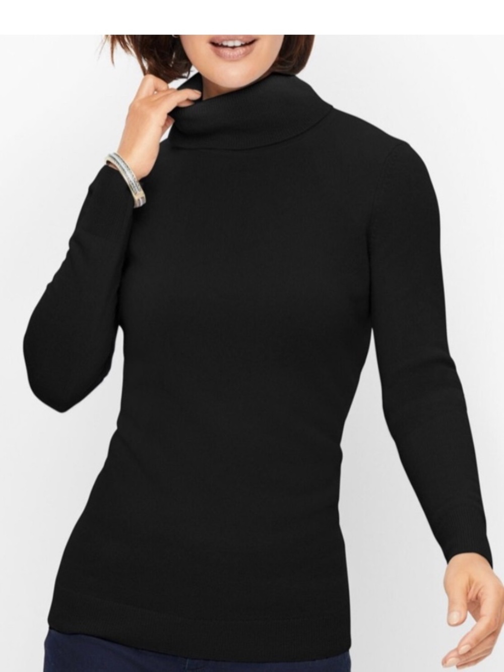 Talbots Black Cashmere Turtleneck Sweater Size XL